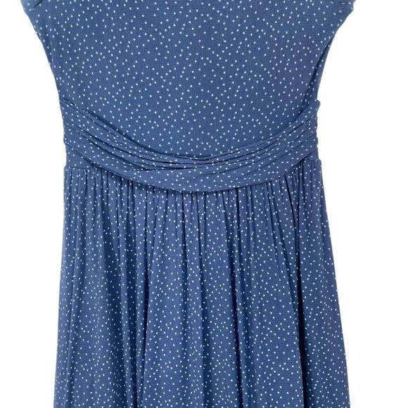 Anthropologie Weston Chiffon Midi Dress XS | Blue Polka Dot Cap Sleeve Fit Flare - Picture 7 of 15